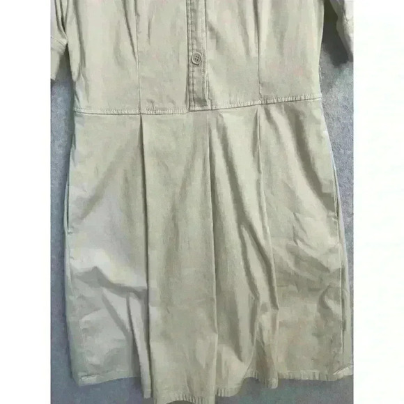 Talbots Button Front Shirt Cargo Utility Dress Back Zip 3/4 Sleeve Tan Size 2 - Picture 4 of 16